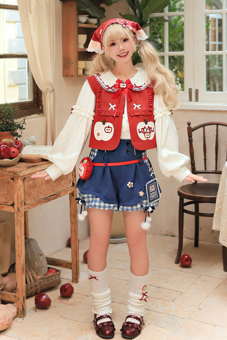 Multi-Color Witch Gina Long Sleeves Print Bowknot Ouji Sweet Lolita Vest Shorts Set