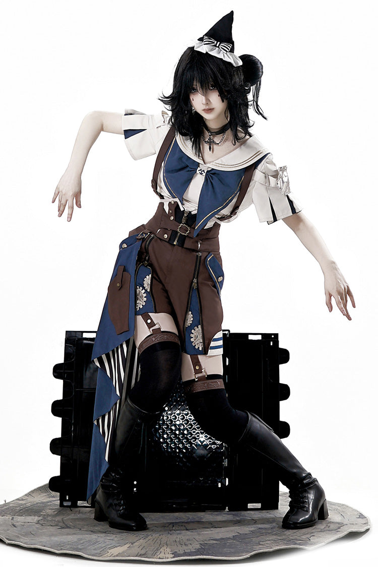 Brown Inventor of Wonderful Equipment Ouji Punk Cool Lolita Bib Shorts