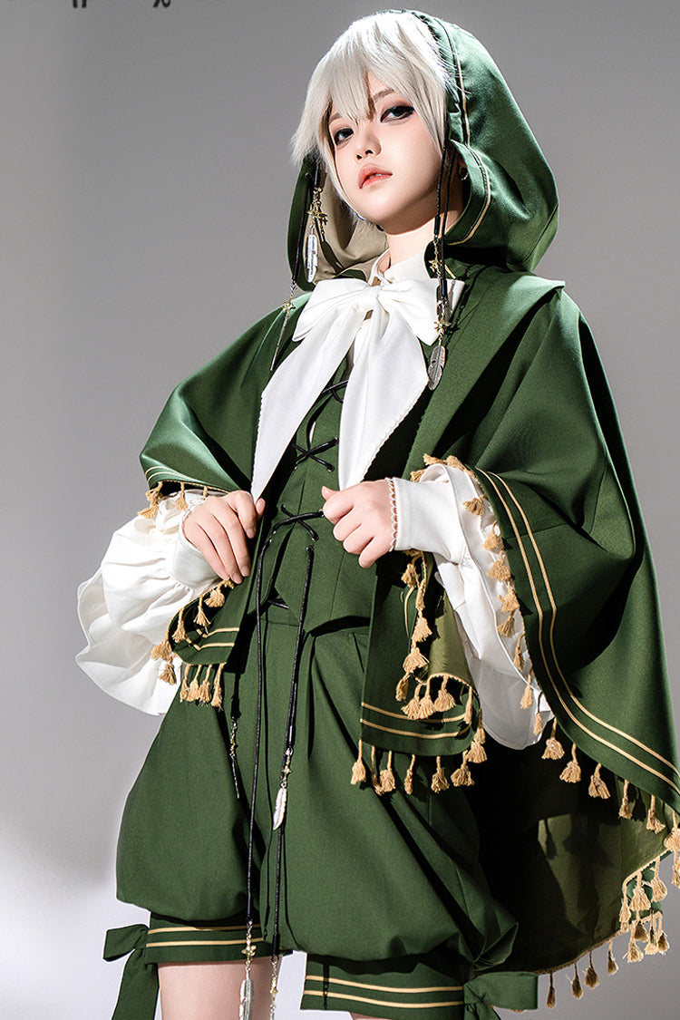 Green Rabbit Feather Rabbit Ears Hooded Sweet Prince Handsome Ouji Lolita Cloak Coat