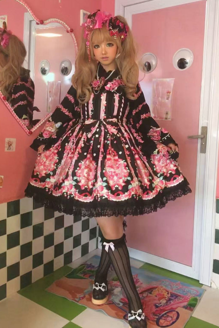 Strawberry Chef Sleeveless Print Bowknot Lace Sweet Lolita Jsk Dress 4 Colors