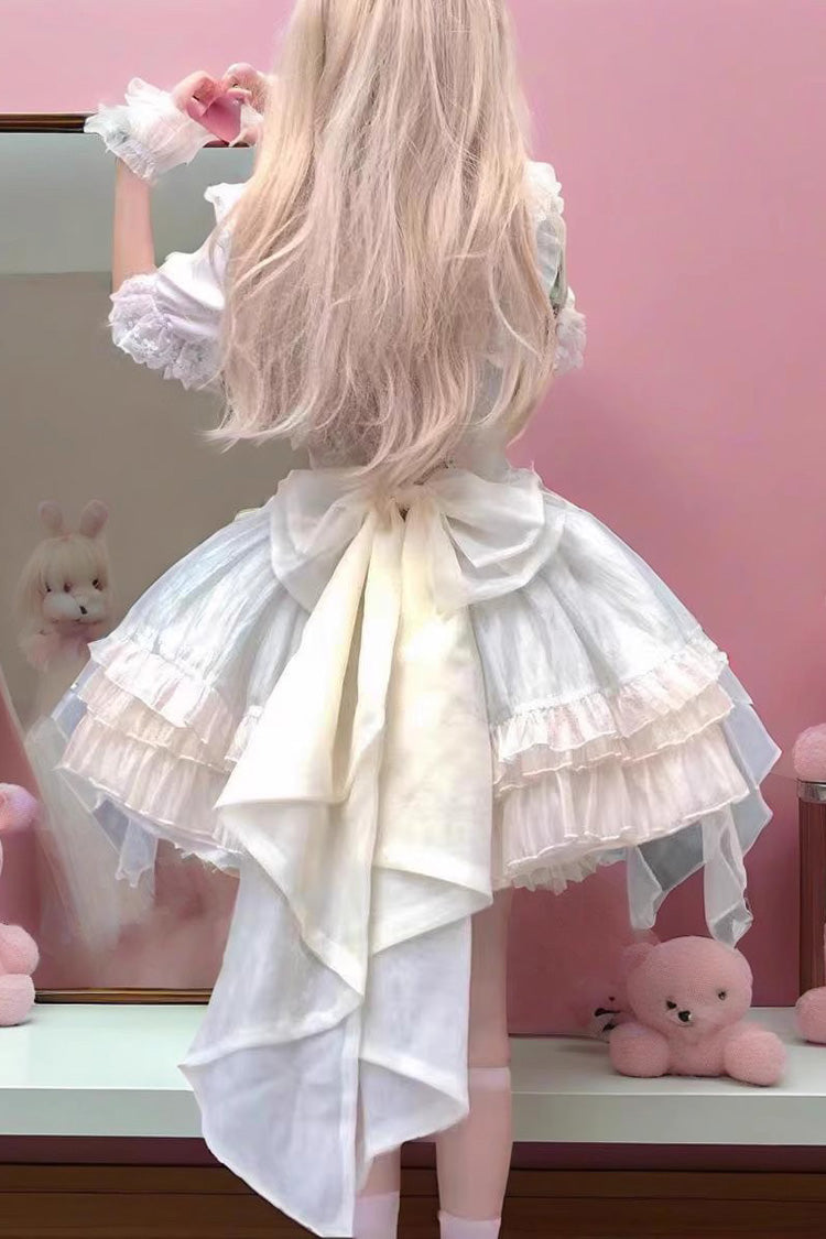 Green Camellia Love Sleeveless Triple-Layered Ruffle Bowknot Lace Sweet Princess Lolita Jsk Dress