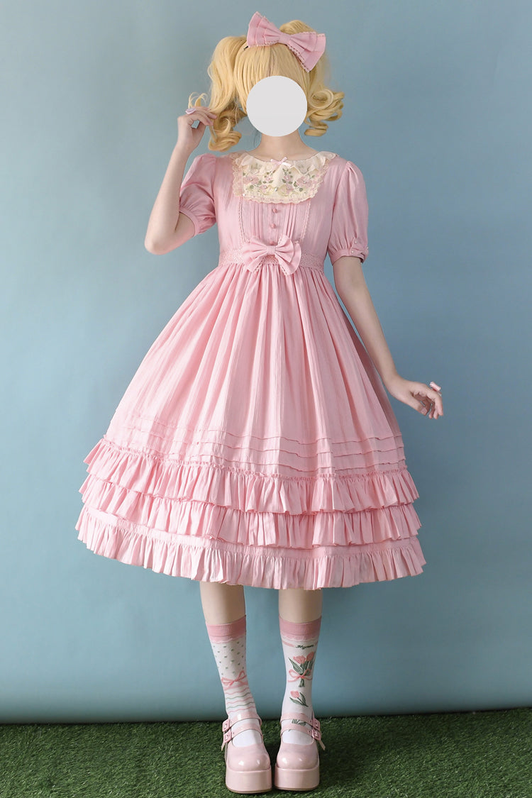 Girly Nelly Embroidery Multi-Layer Ruffle Sweet Lolita Dress 4 Colors