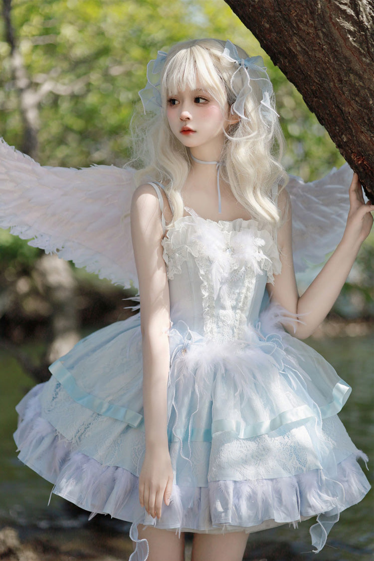 Wings Arrival Multi-layer Ruffle Bowknot Ballet Style Sweet Elegant Lolita Jsk Dress 3 Colors