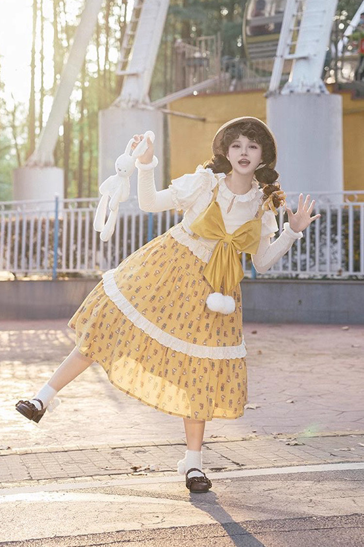 Ivory Round Collar Long Sleeves Ruffle Sweet Lolita Dress