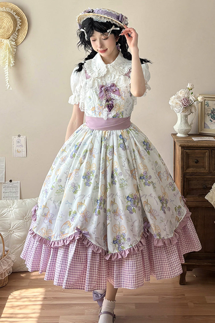 Blueberry Early Summer Sleeveless Print Ruffle Bowknot Sweet Lolita Jsk Dress 2 Colors