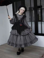 Victorian Gothic Dress – Grey & Black Palette long lolita dress