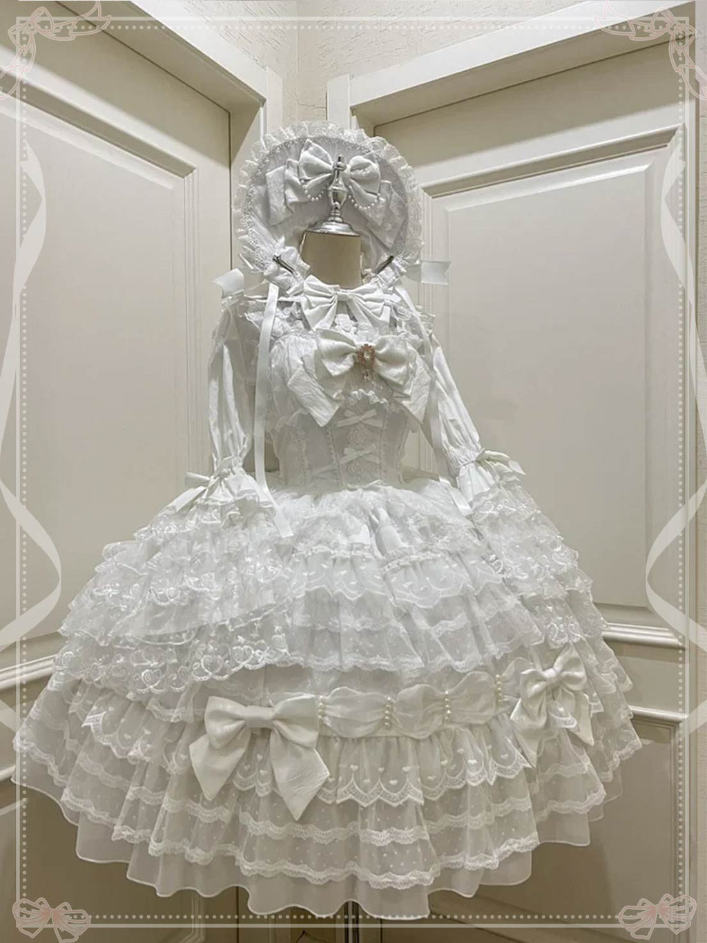 Hime Lolita Tea Party Fashion Blue Pink White Wedding Dress Multi-layer Sleeveless JSK Dress Lolita Autumn/winter