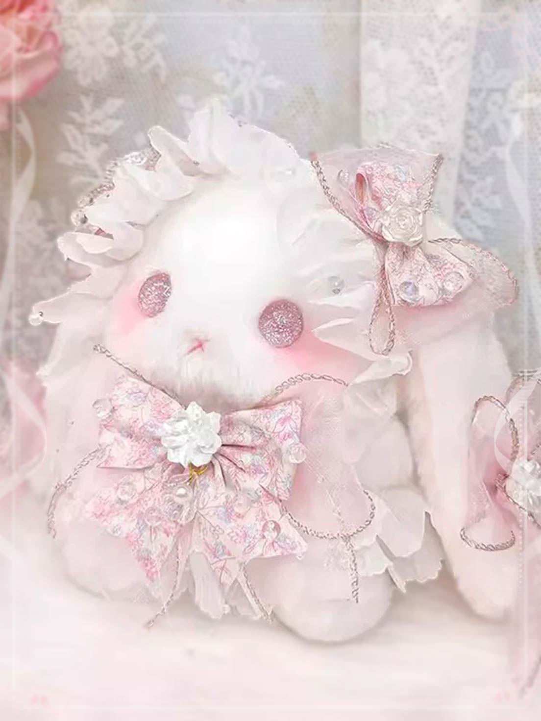 Lolita Bag Blush Bunny Ear Bow Lace Sweetheart Mini Backpack