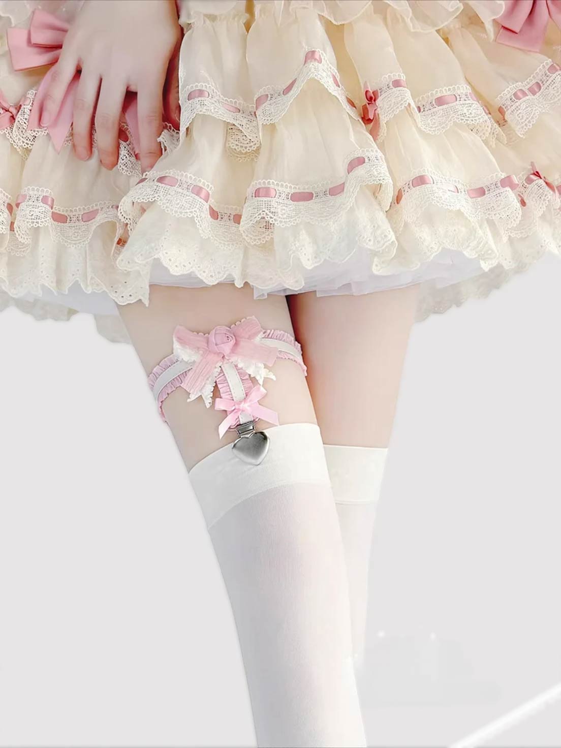 Lolita Lace Garter Belt Elastic Thigh Strap Adjustable Rose Bowknot Cosplay Non slip Clip