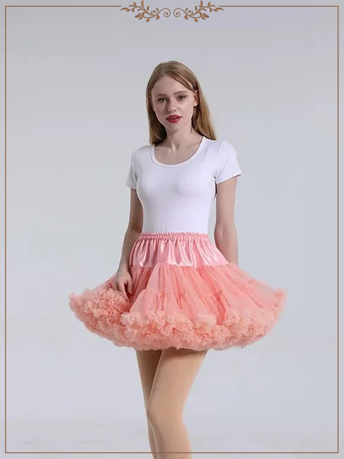 Lolita Petticoats Pink White Daily Puffy Sweet Crinoline Full Gown 15.5inches