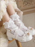 Lolita Shoes 4 Colors Sweet Lolita Platform Heels with Lace Ribbon Details