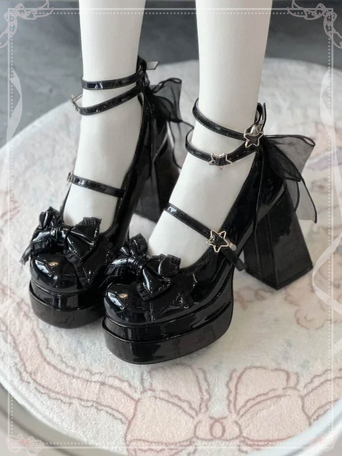 Lolita Shoes Sweetheart High Heels Elegant Literary Sweet Bow Women's Single Shoes