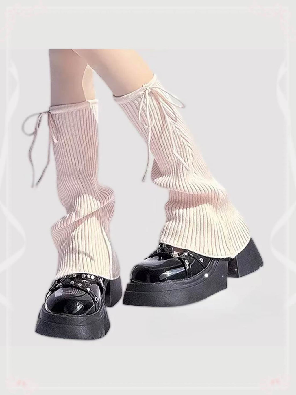 Lolita Stockings Lace-Up Knitted Leg Stackable Mid-Calf Socks for JK Style in Four Colors
