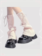 Lolita Stockings Lace-Up Knitted Leg Stackable Mid-Calf Socks for JK Style in Four Colors