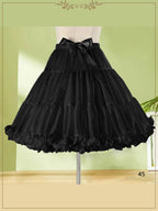Petticoat Lolita Soft Black Hoopless Crinoline Adjustable Under skirt for Hanfu Ma Mian Skirt Light Fluffy