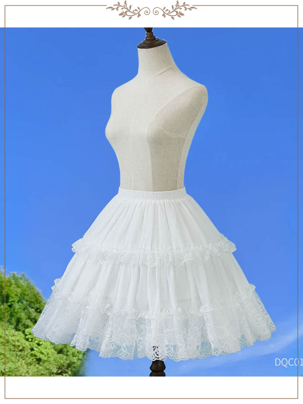 Petticoat Lolita Soft Fishbone pattern Hoopless Crinoline Adjustable Under skirt for Hanfu Ma Mian Skirt Light Fluffy