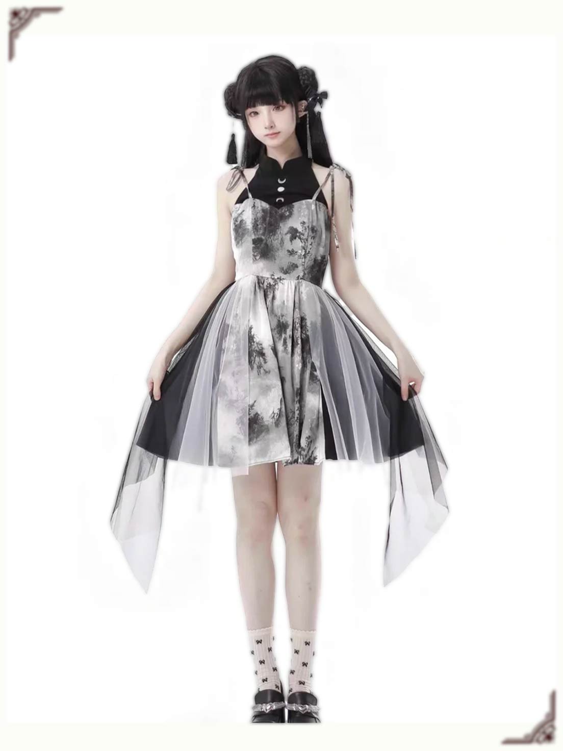 Qi Lolita Dress Chinese Style Lolita Outfit - Calligraphy Print