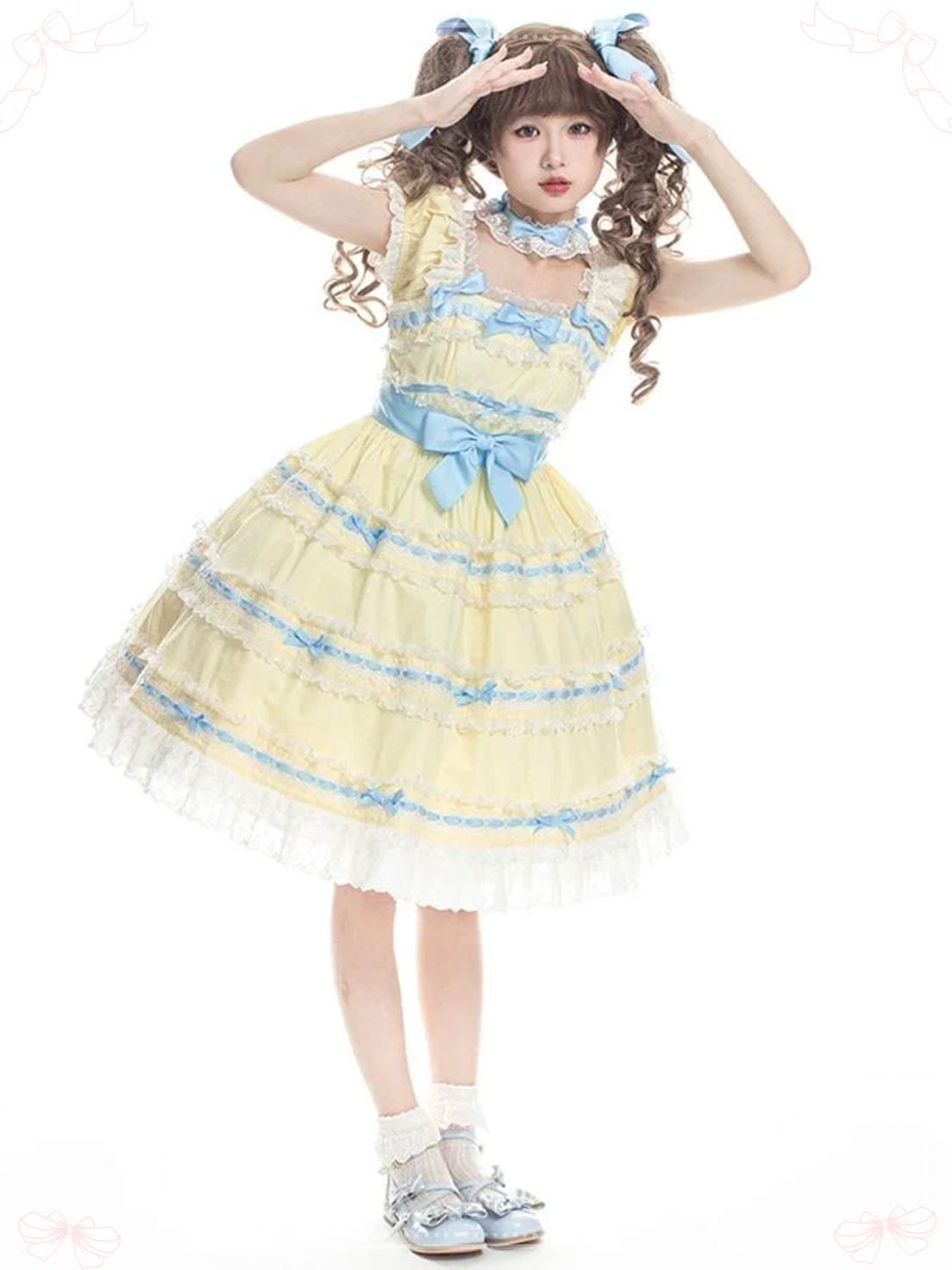 Sweet Light Yellow Spring Summer JSK Lolita Dress Layer Cake Skirt