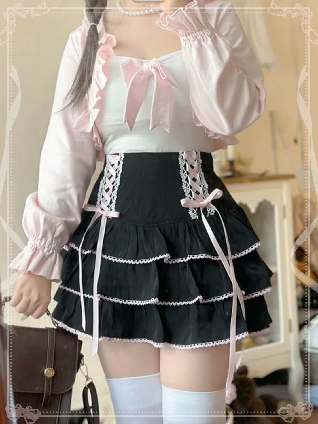 Sweet Lolita Multilayer White Cake Skirt Japanese Cute Elastic for Spring Summer