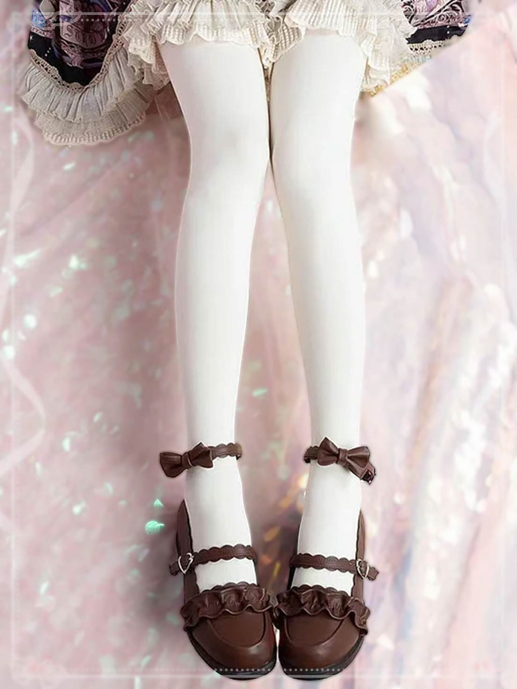 White Apricot Solid Color Autumn and Winter Lolita Stockings Fleece Knee Socks Pantyhose Lolita Accessories