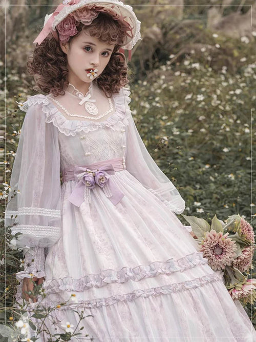 4XL Lolita Dress Plus Size Girls Classic Dress Elegant Long-sleeved Lolita Dress Spring and Autumn One Piece Dress