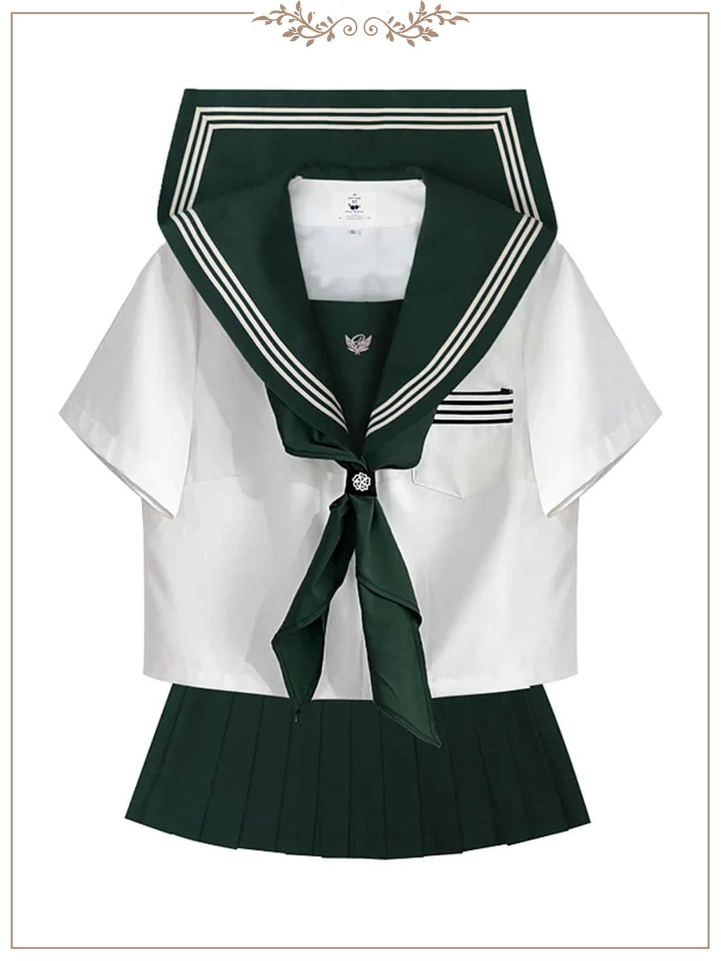 4XL Lolita Dress  Plus Size Japanese School Uniform Style Sailor Dress with Green Accents Set 5XL