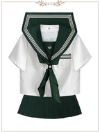 4XL Lolita Dress  Plus Size Japanese School Uniform Style Sailor Dress with Green Accents Set 5XL