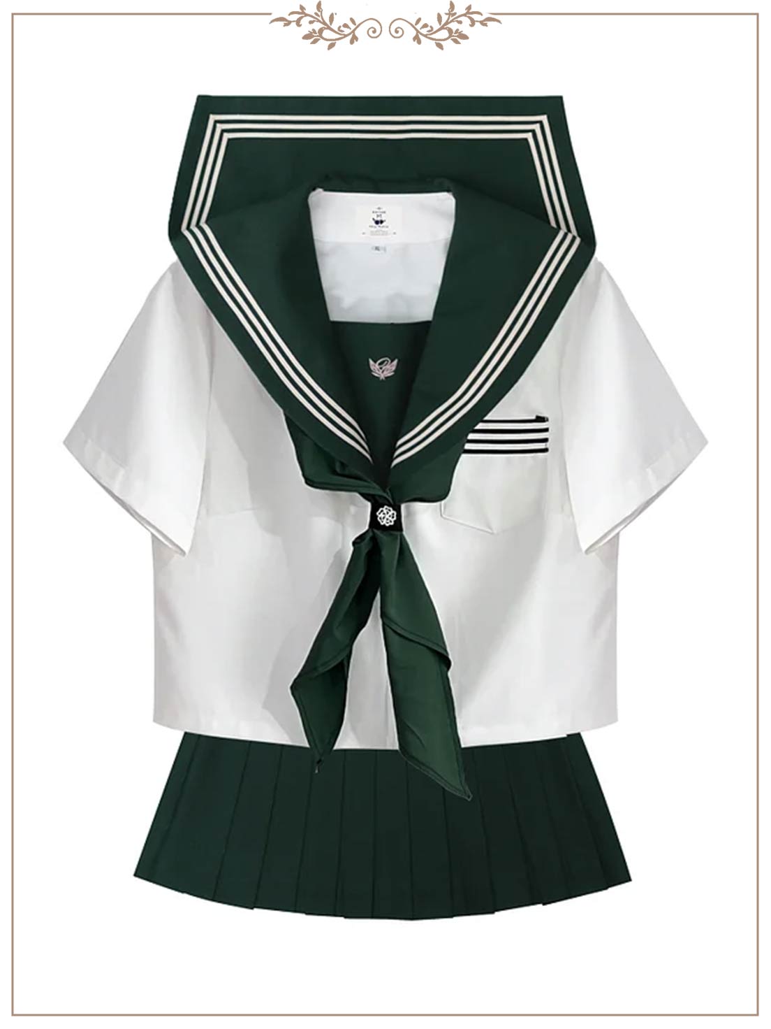 4XL Lolita Dress  Plus Size Japanese School Uniform Style Sailor Dress with Green Accents Set 5XL