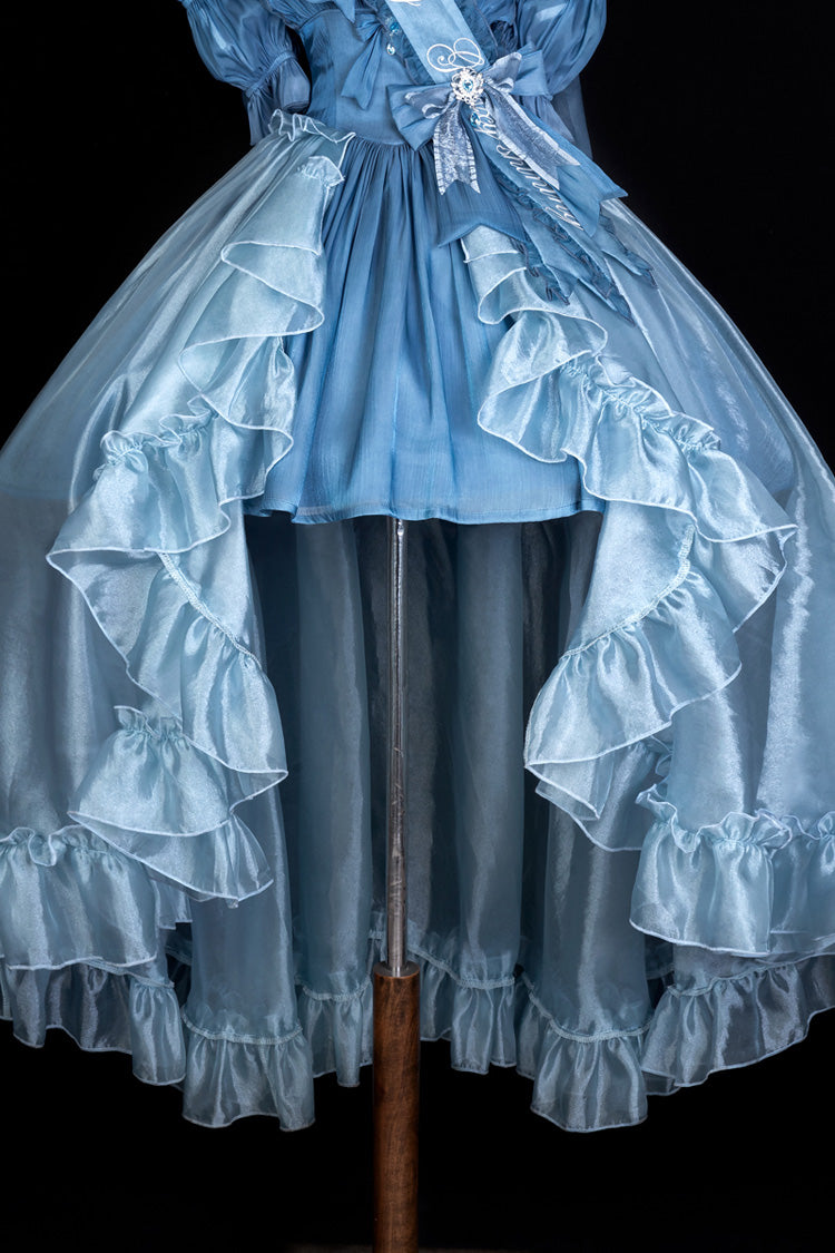 Blue Mermaid Princess Ruffle Hanayome Bowknot Sweet Elegant Lolita Jsk Dress Set