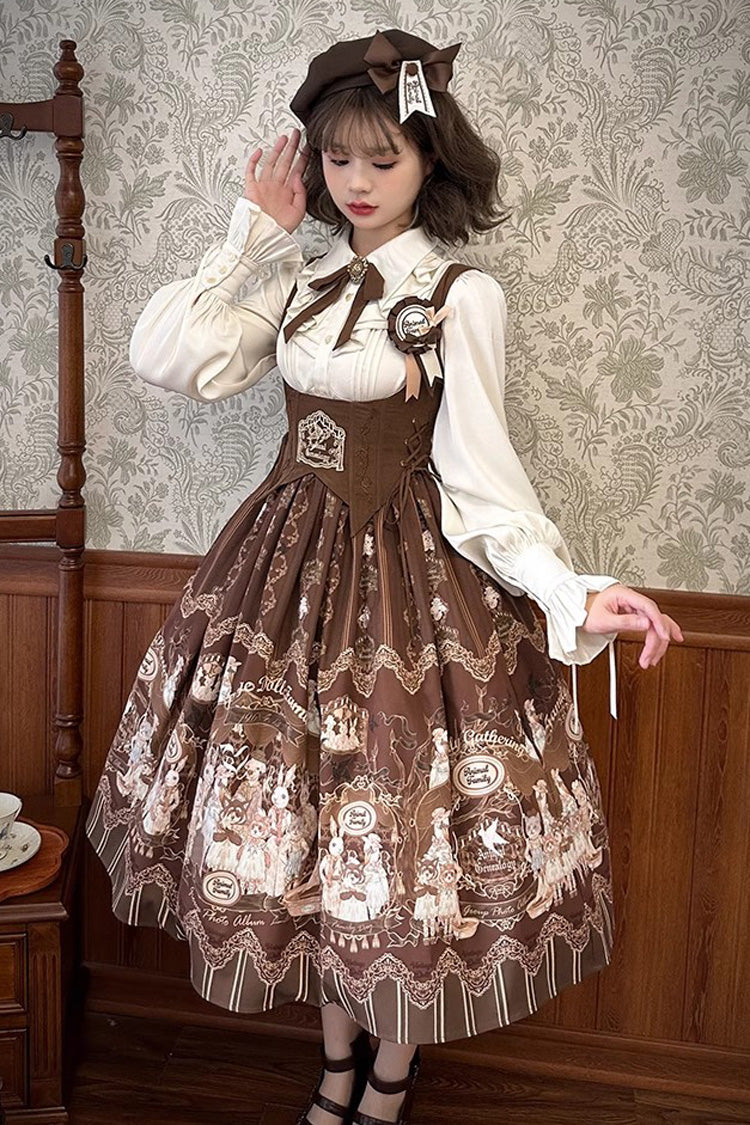 Doll's House Print Ruffle Embroidery Long Version Sweet Lolita Jsk Dress 2 Colors