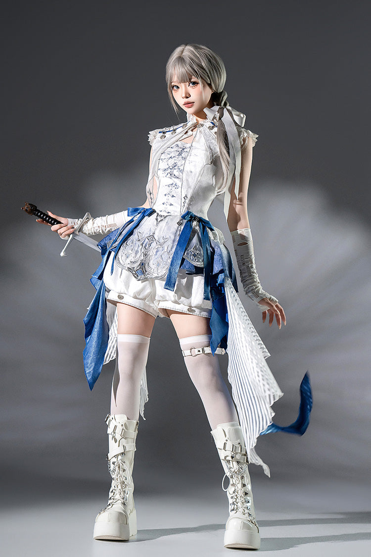 White Dragon Bones Chinese Style Prince Handsome Ouji Lolita Shorts