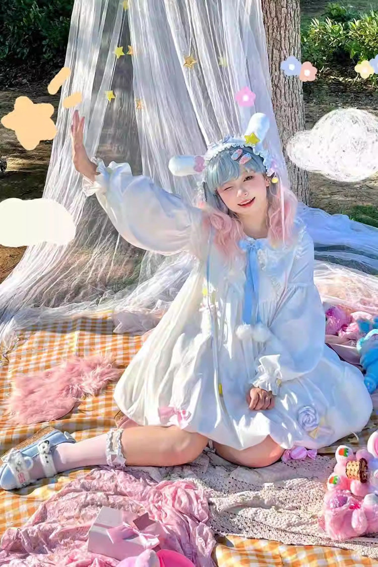 White Doll Collar Long Sleeves Candy Bowknot Sweet Lolita Dress