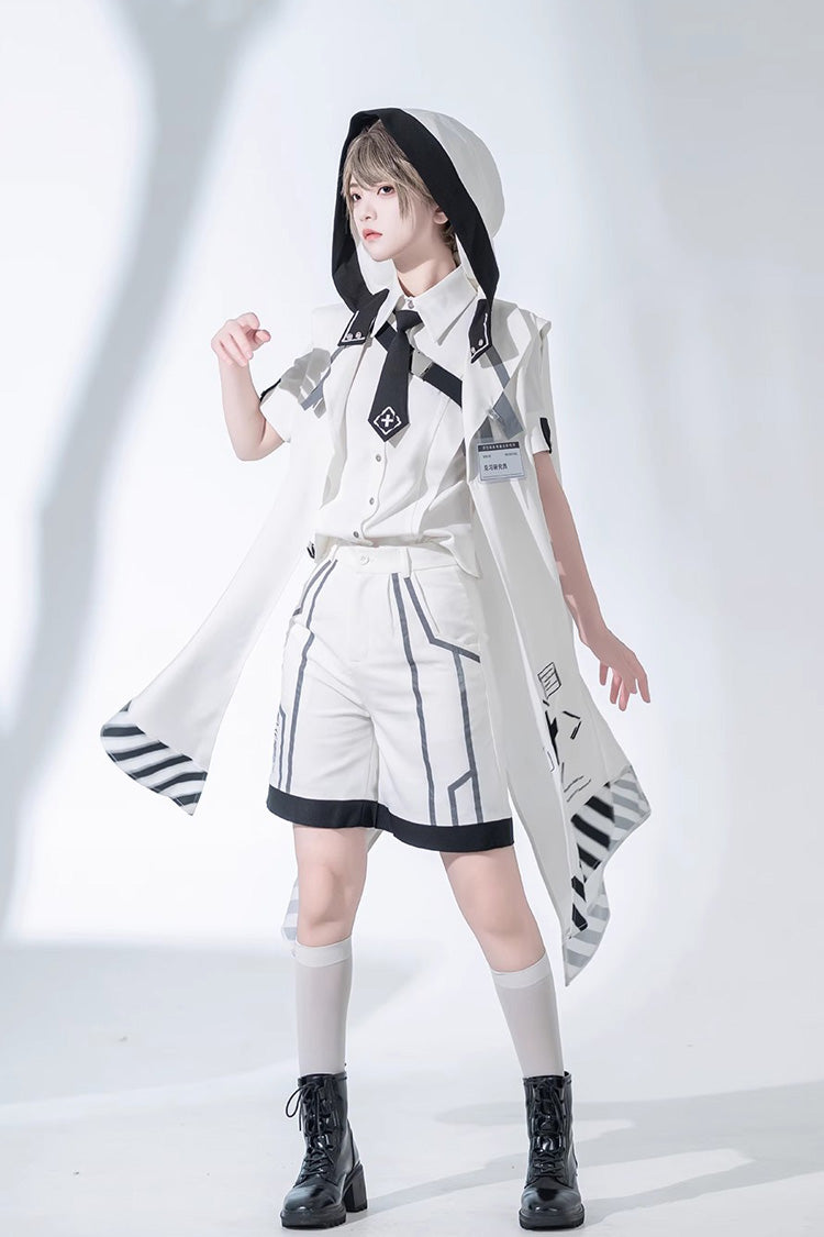 White Handsome Short Sleeves Ouji Lolita Fashion Blouse