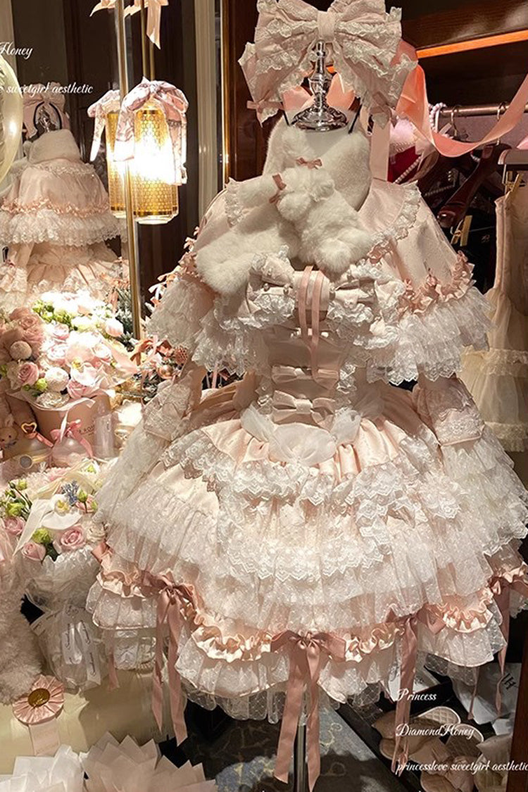 Girl Doll Multi-Layered Ruffle Bowknot Lace Sweet Princess Lolita Jsk Dress