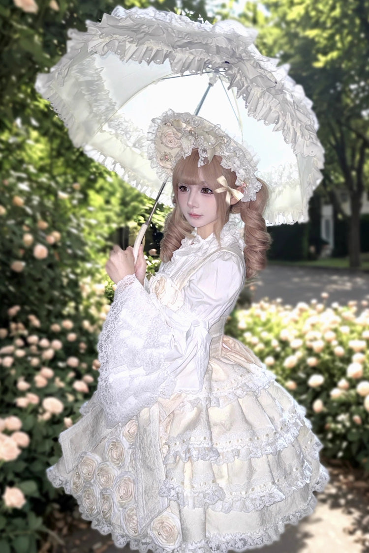 Rose of Confession Sleeveless Ruffle Bowknot Lace Asymmetric Sweet Elegant Lolita Jsk Dress 2 Colors