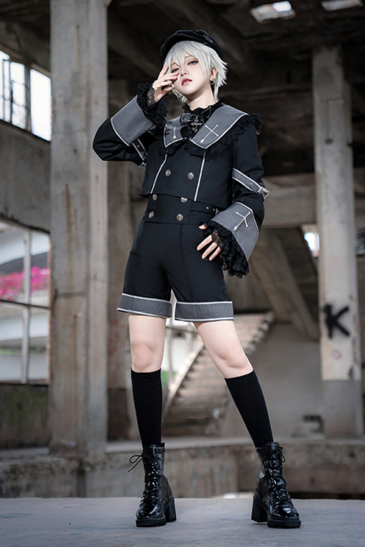 Black Rules of the Otherworld Long Sleeves Gothic Ouji Lolita Shorts Coat Set