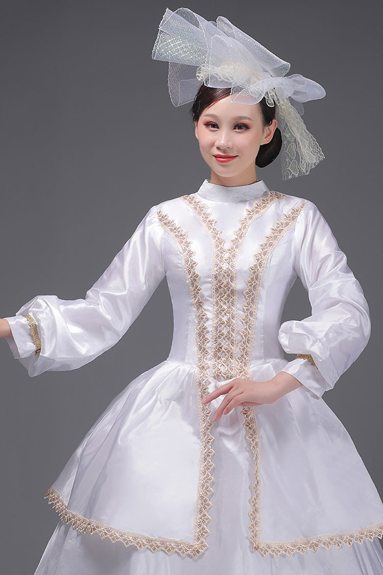 White European Court Long Sleeves Embroidery Sweet Vintage Victorian Dress