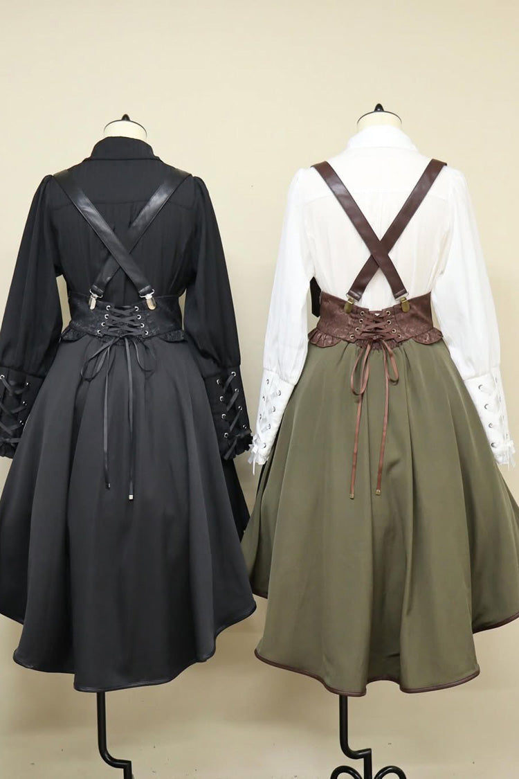 Ouji Punk Embroidery Cardigan Bowknot Lolita Strap Dress 2 Colors