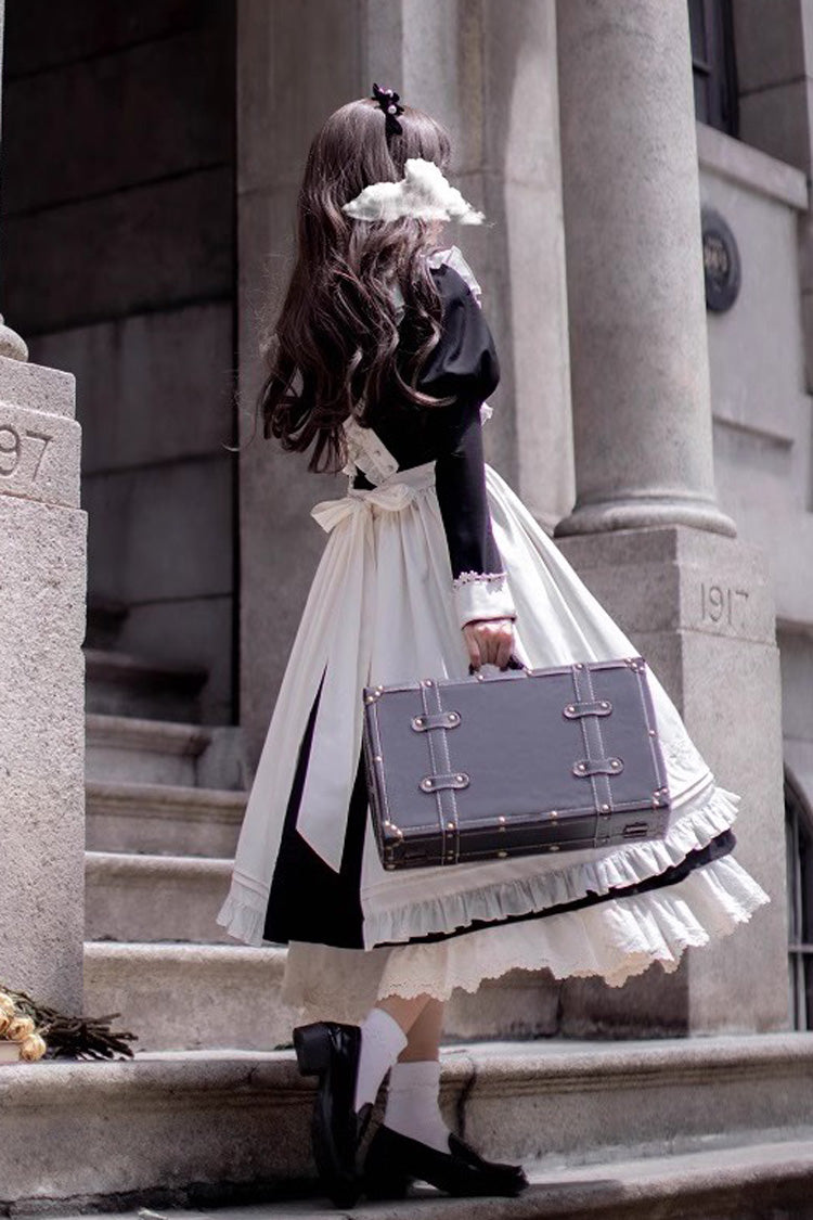 Black Angelina Doll Collar Long Sleeves Ruffle Bowknot Classic Vintage Elegant Lolita Dress
