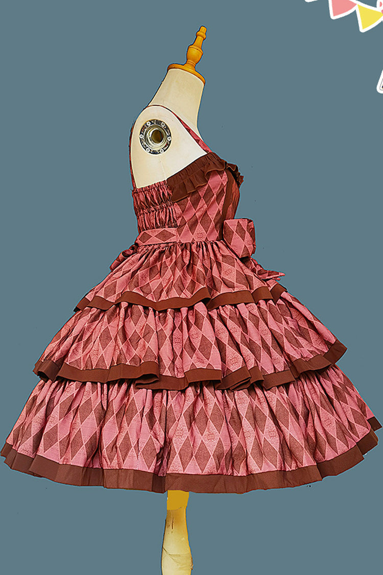 Stripe Print Cloth Cat Triple-Layered Ruffle Bowknot Sweet Lolita Dress 4 Colors