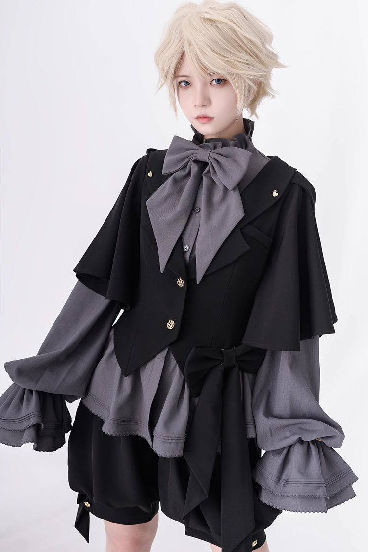 Gray Retro Cute Cool Ouji Fashion Lolita Blouse