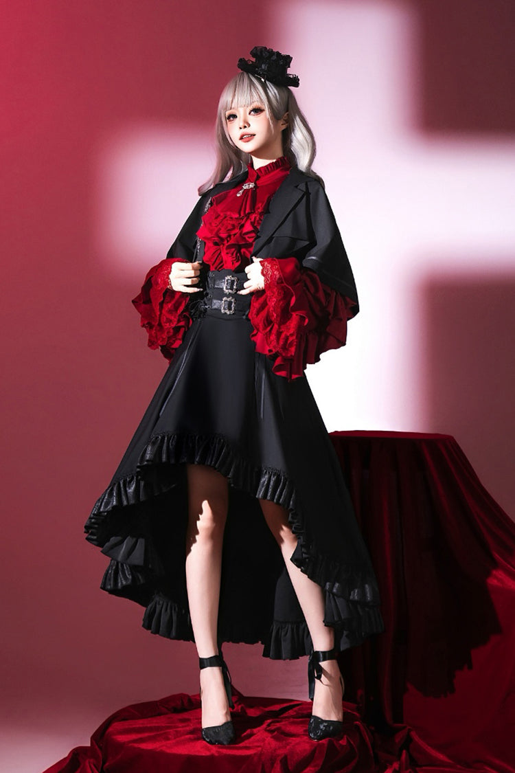 Black Day and Night Song Long Sleeves Ruffle Ouji Gothic Lolita Skirt Blouse