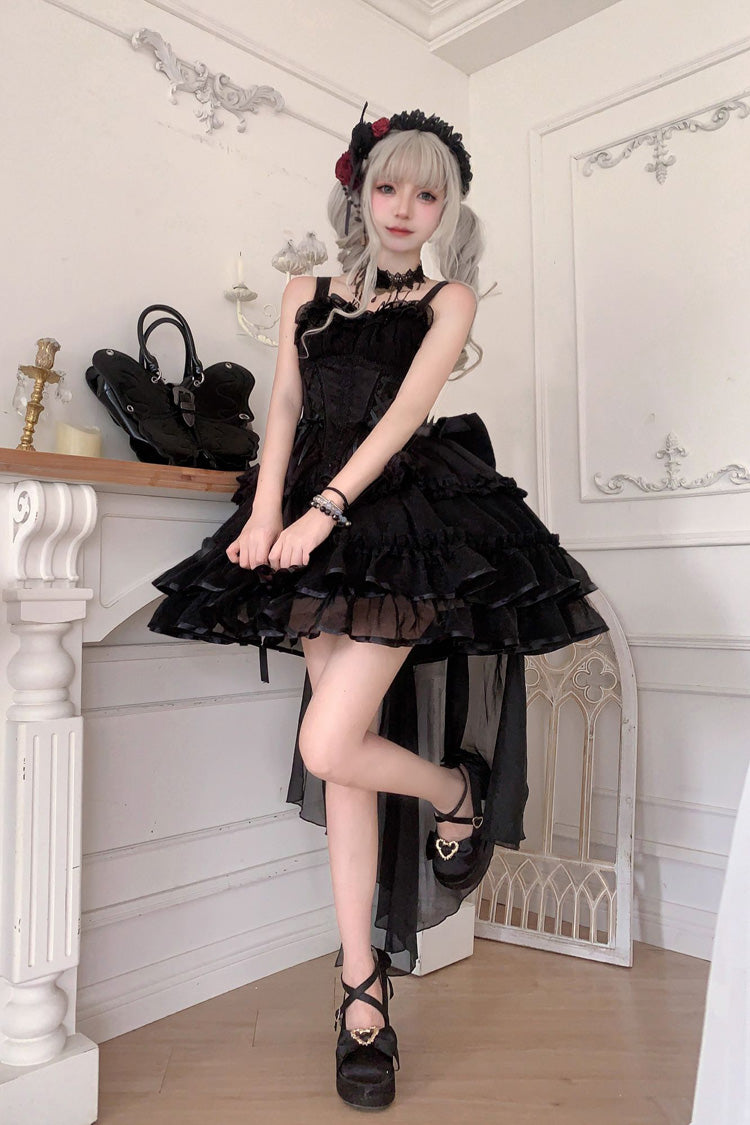 Dance of Time Triple-Layered Ballet Style Bowknot Lace-Up Gothic Lolita Jsk Dress 2 Colors