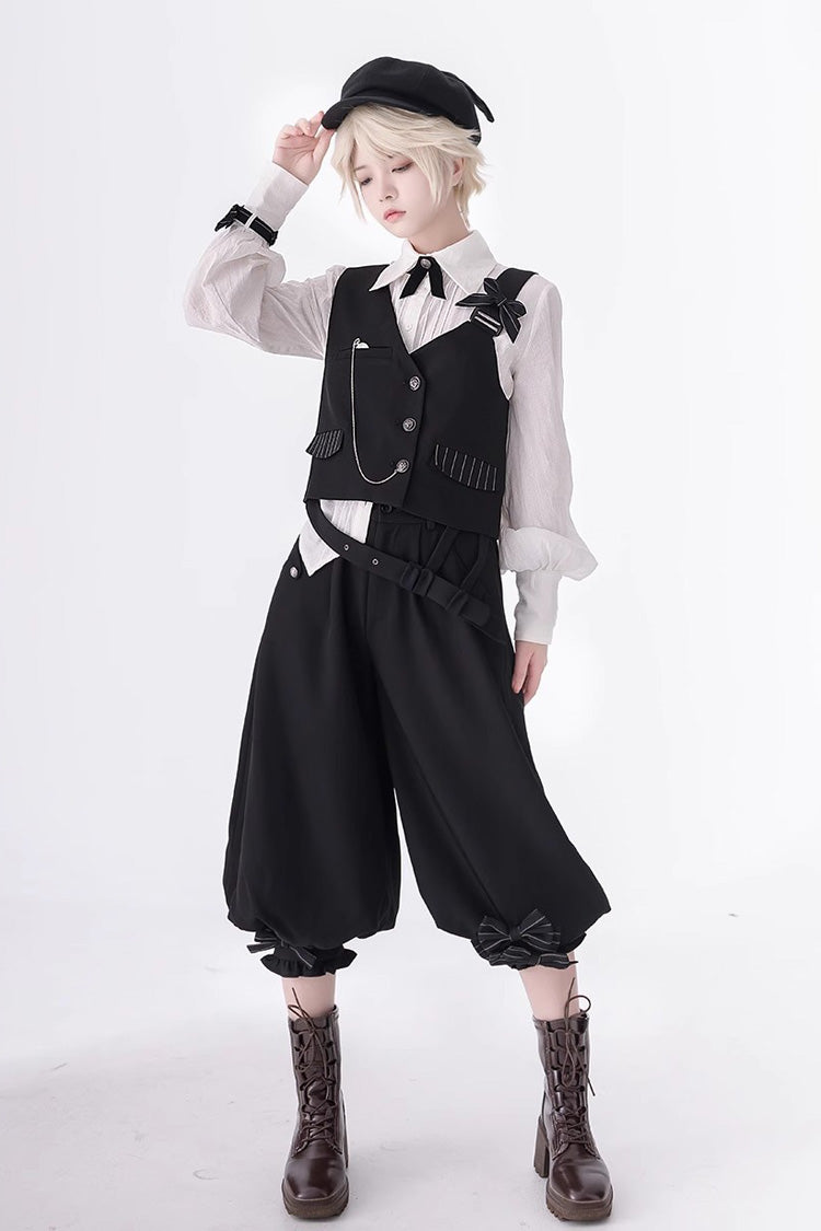 Black Secret Morning Paper Ouji Fashion Lolita Cropped Pants