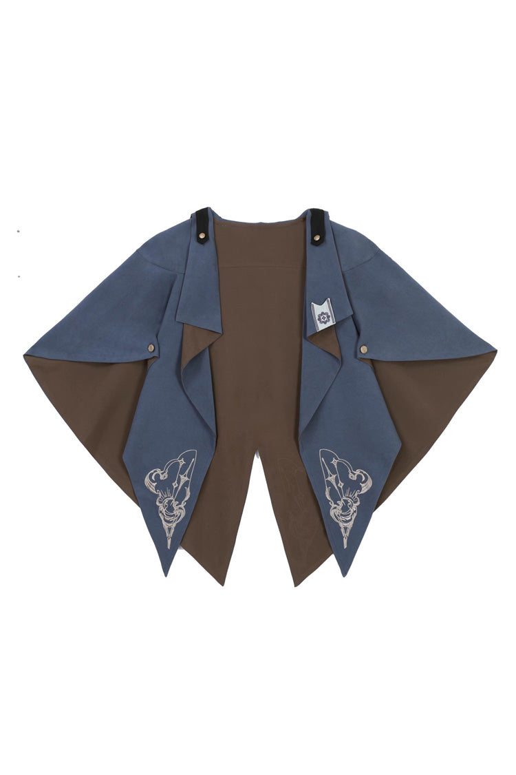Blue Little Detective Print Ouji Prince Handsome Lolita Cloak