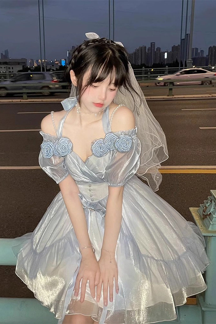 Gradient Gorgeous Bowknot Strawberry Princess Hanayome Short Sweet Lolita Jsk Dress 4 Colors