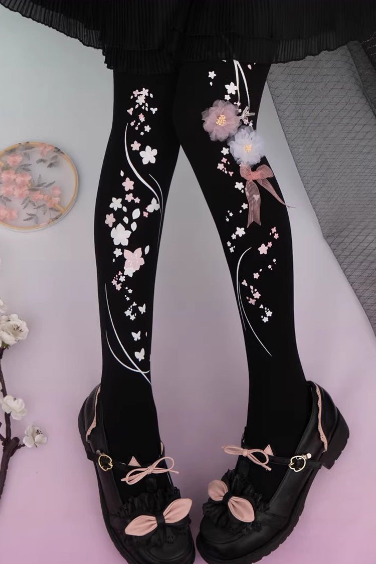 Peach Blossom Fragrance Printed Sweet Chinese Style Gorgeous Lolita Tights 4 Colors