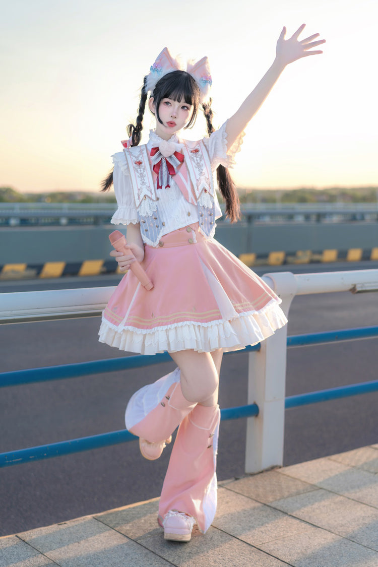 Pink Messenger of Heaven Ruffle Sweet Princess Lolita Skirt