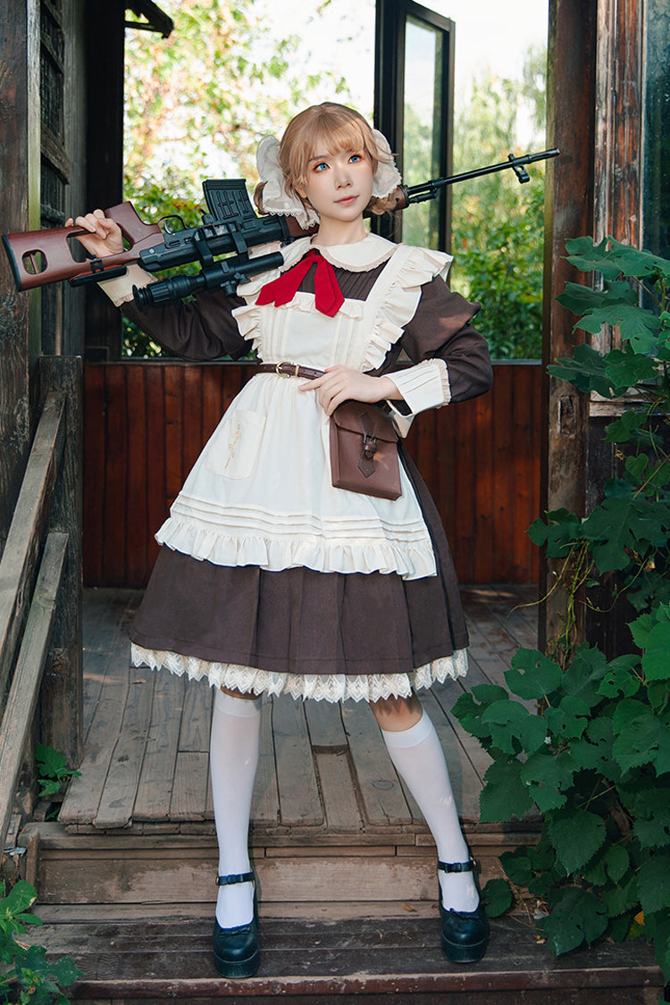 Violent Maid Long Puff Sleeves Bowknot Classic Vintage Lolita Dress 2 Colors