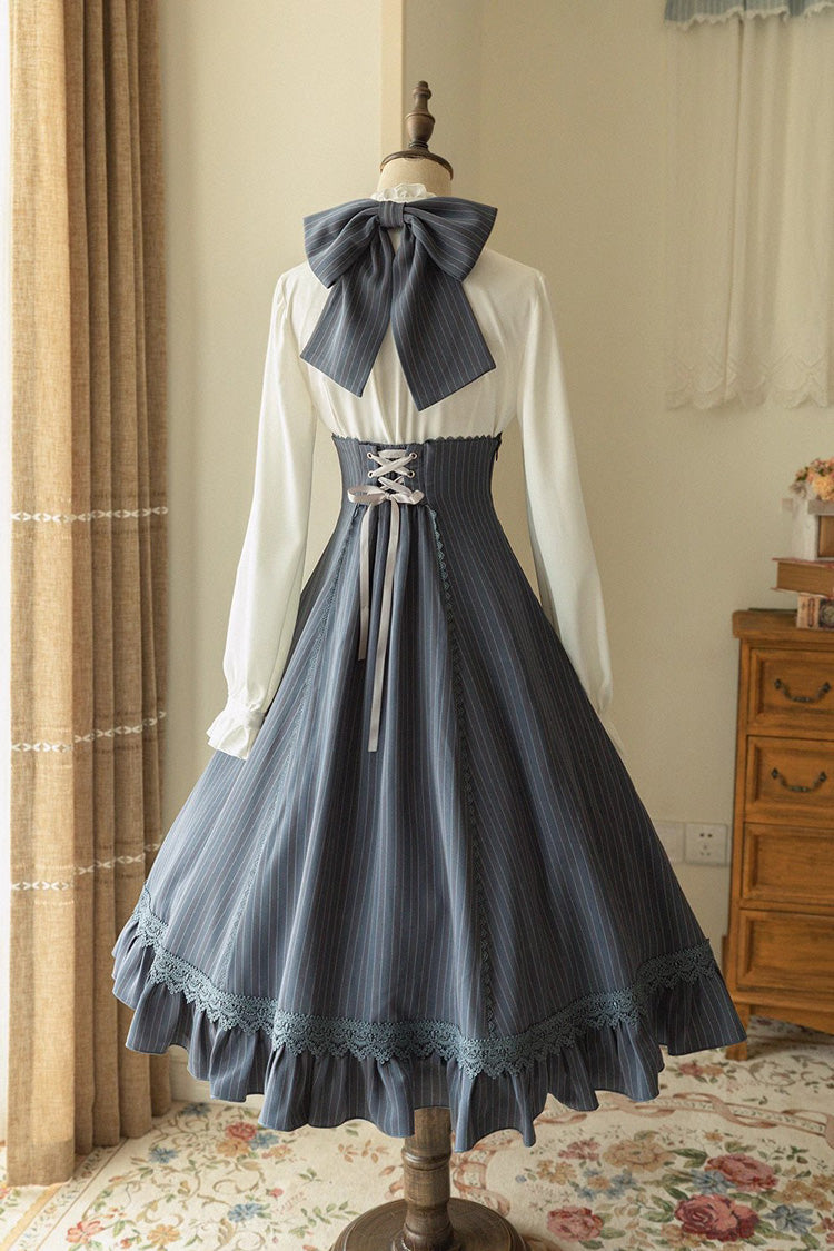 South of The Forest Halterneck Stripe Print Ruffle Classic Vintage Lolita Jsk Dress 4 Colors